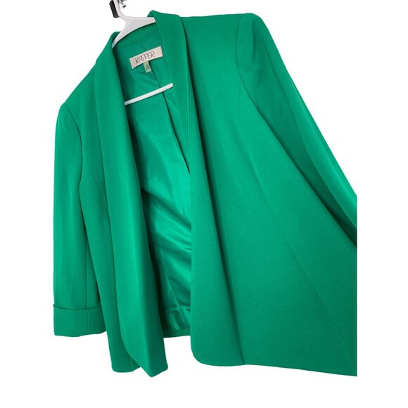 Kasper Women's Green Open-Front Blazer Jacket Size 10 Lined 3/4 Sleeve EUC 7210 - Picture 5 of 8